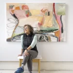 In front of first painting on my new expanded studio wall!